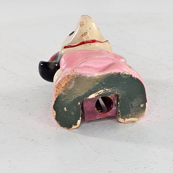Vintage Disney Minnie Mouse Pencil Sharpener Composite Pink Dress Red Bow - Picture 6 of 8